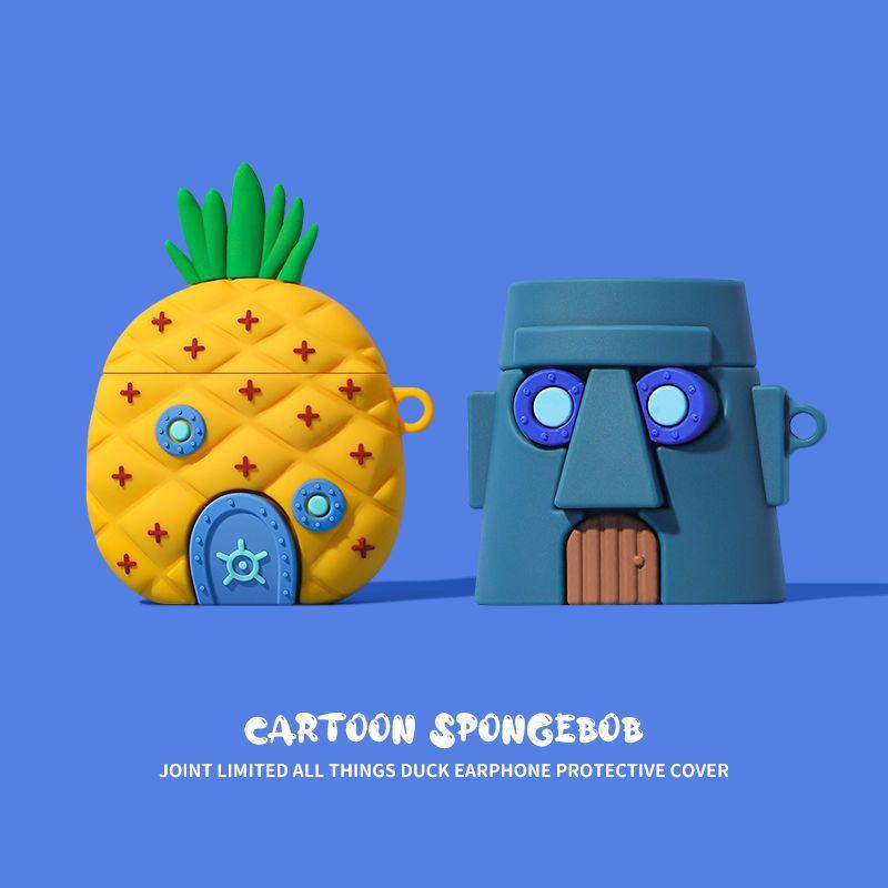 Cartoon Square Pineapple House AirPods Pro Case Soft Silicone