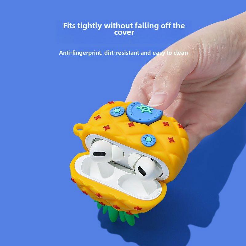 Cartoon Square Pineapple House AirPods Pro Case Soft Silicone