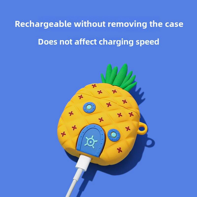 Cartoon Square Pineapple House AirPods Pro Case Soft Silicone