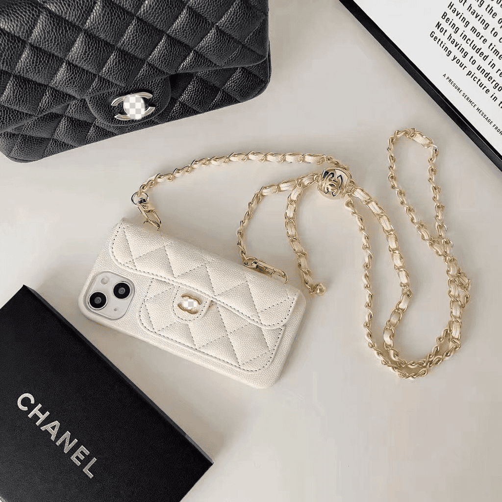 Luxury Wallet iPhone Case With Hand /Crossbody Chain
