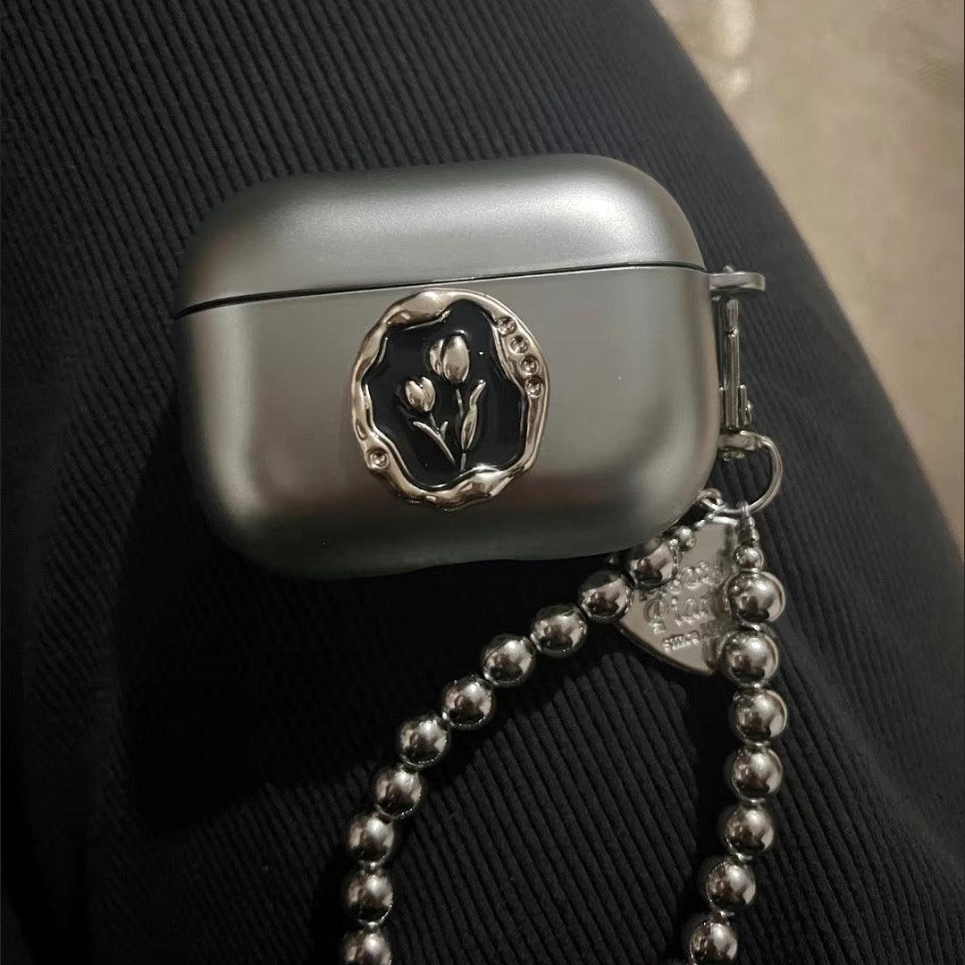 Heart Matte Tulip Airpods Pro Case with Bracelet Keychain Loop