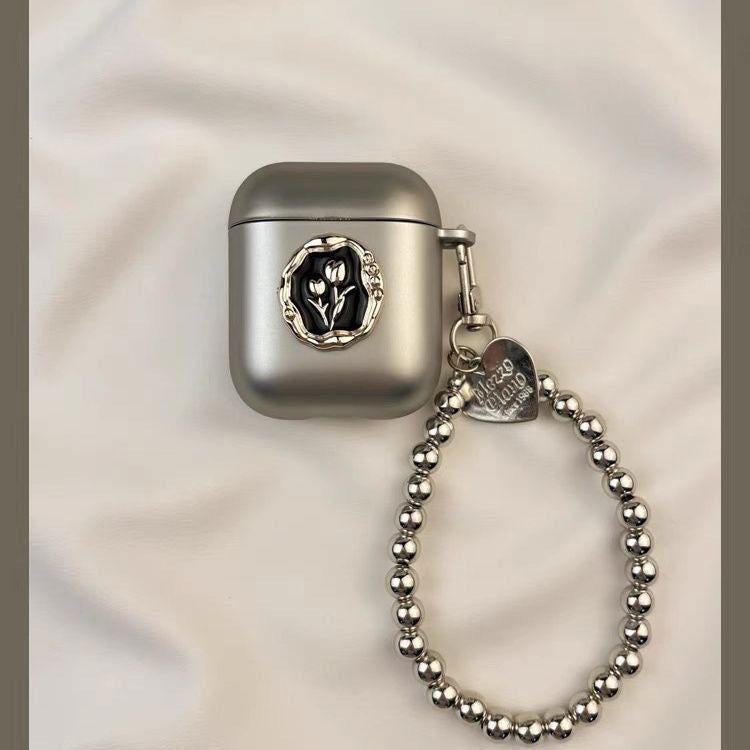 Heart Matte Tulip Airpods Pro Case with Bracelet Keychain Loop