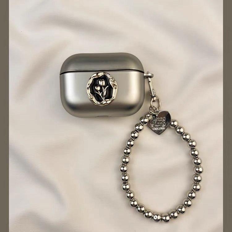 Heart Matte Tulip Airpods Pro Case with Bracelet Keychain Loop