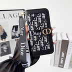 Fashion Elegant Pattern Wallet iPhone Case with Detachable Wrist Strap