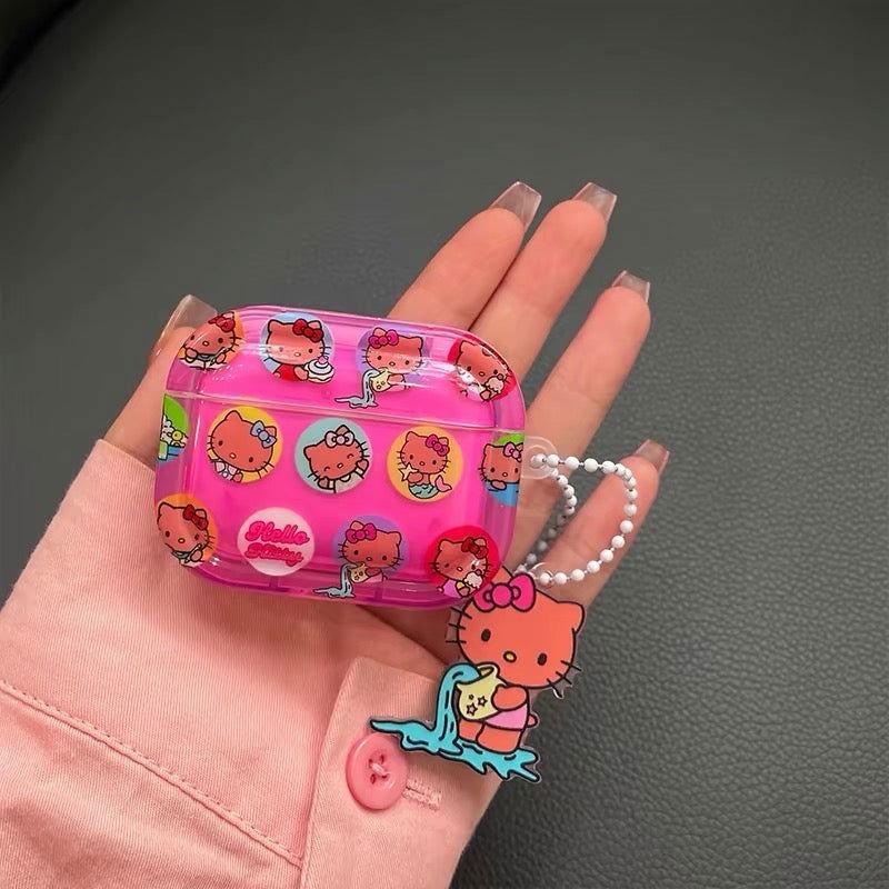 Kitty Pink Cute AirPods Case with Keychain Loop