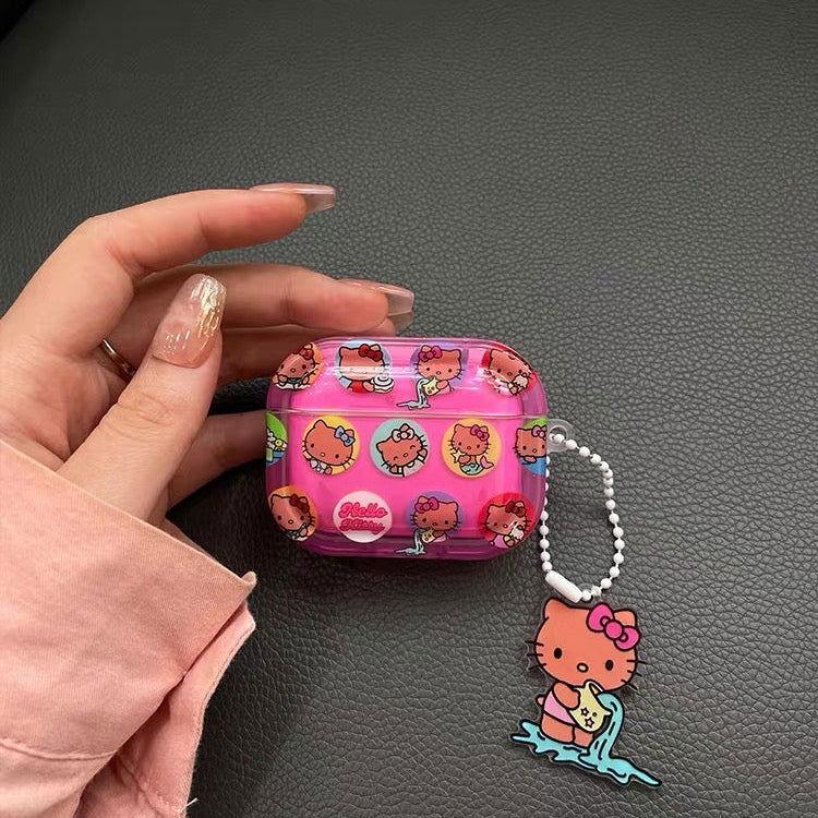 Kitty Pink Cute AirPods Case with Keychain Loop