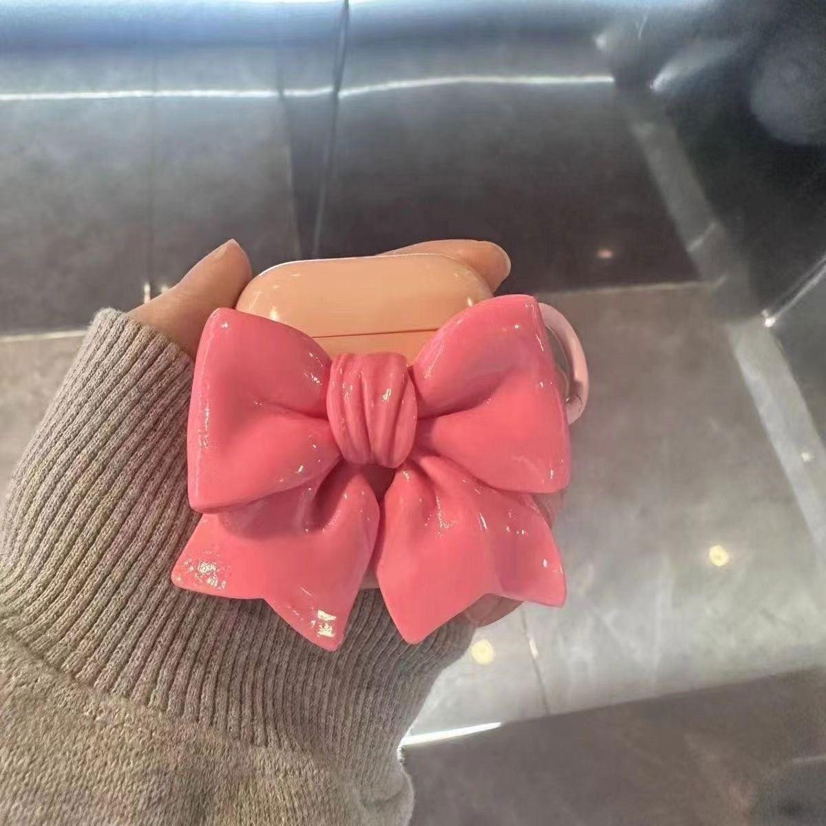 Pink Bow Cute AirPods Pro Case with Keychain Loop