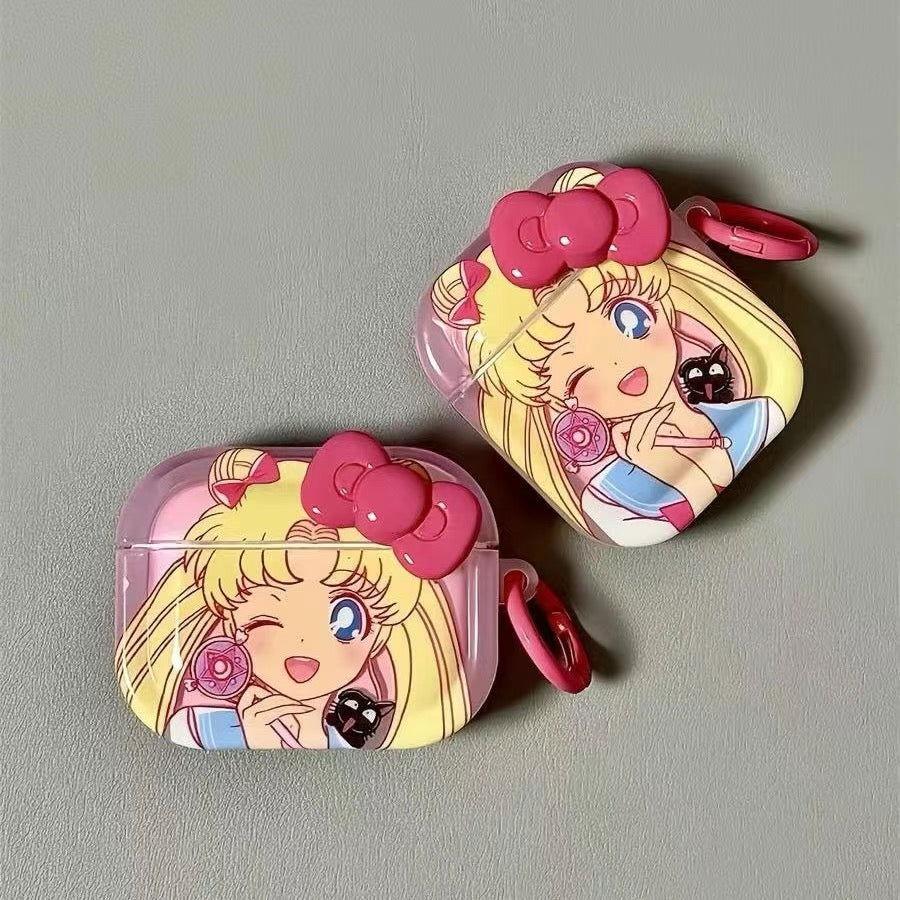 Sailor Moon Cute AirPods Case Bow with Keychain Loop