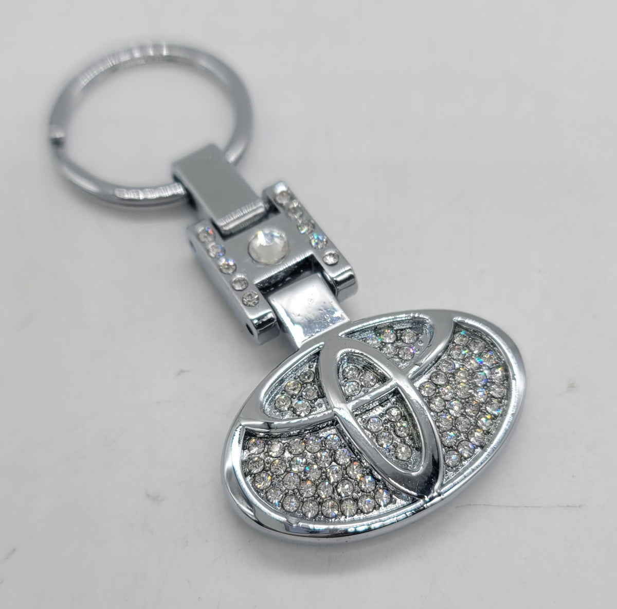 Crystal-Embellished Metal Keychain