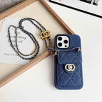 Quilted Crossbody iPhone Case with Chain Strap & Card Pocket