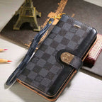 Luxury Monogram Wallet Case for Samsung – Black Checkerboard